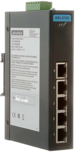 Unmanaged GbE Switch Advantech EKI-2725-CE 5-Port Ind 