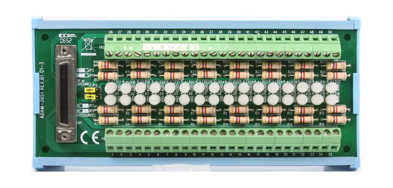 ADAM-3951, Wiring Terminal Module with LED Indicators for DIN-rail Mounting